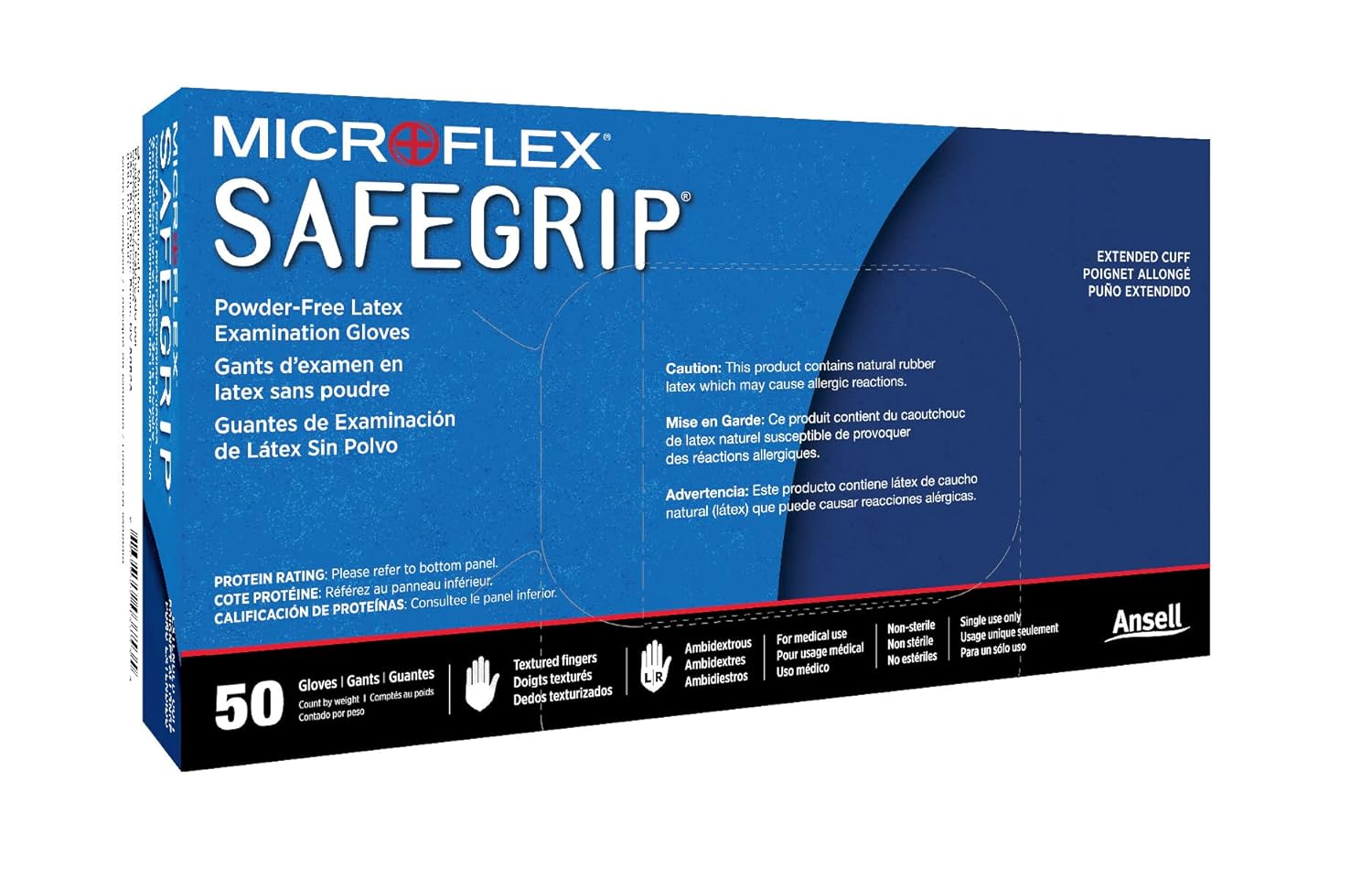 Microflex SG-375-L Disposable Gloves Latex Blue Large PK50