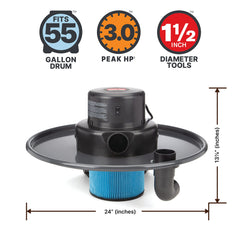 Shop-Vac 9700606 Two-Stage Wet/Dry Motor Head Assembly 3.0 Peak HP for 55 Gallon Drum