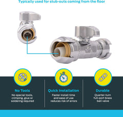 SharkBite 23049-0000LF Straight Stop Valve 1/2 Push to Connect x 1/4 Inch