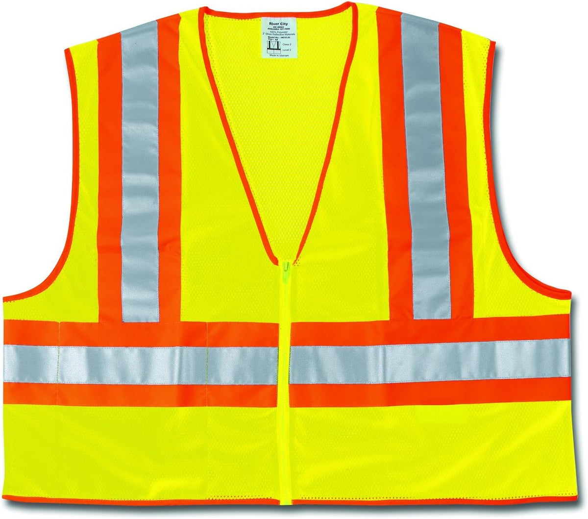 MCR Safety WCCL2LX2 Class 2 Polyester Mesh Safety Vest with 3M Scotchlite 4-1/2-Inch Orange/Silver Reflective Stripe Fluorescent Lime 2X-Large