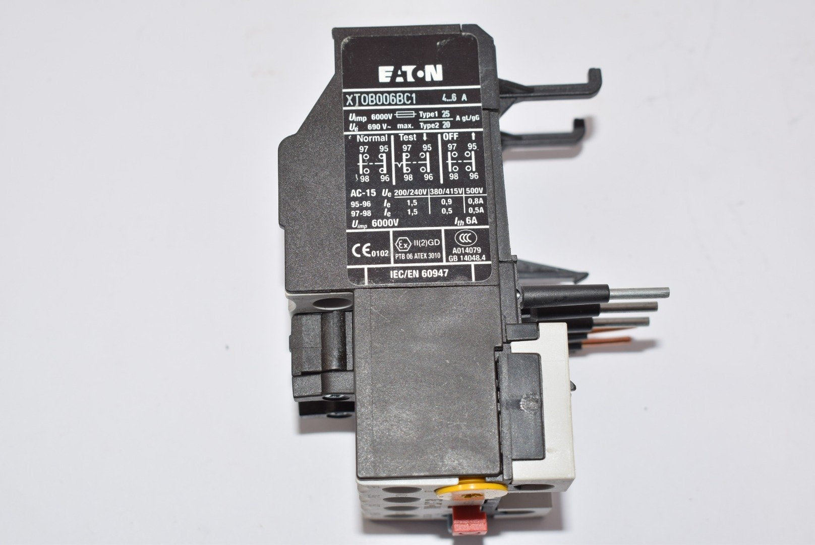 Eaton XTOB006BC1 Bimetallic Overload Relay 4-6A 1NO-1NC Contact Direct to Contactor Mounting