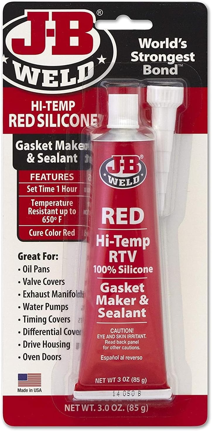 J-B Weld 31314 High Temperature RTV Silicone Gasket Maker and Sealant - Red - 3 Ounce