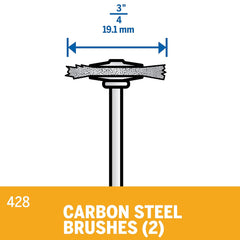 Dremel 428-02 Carbon Steel Brushes 2 Pack 3/4 Inch Diameter