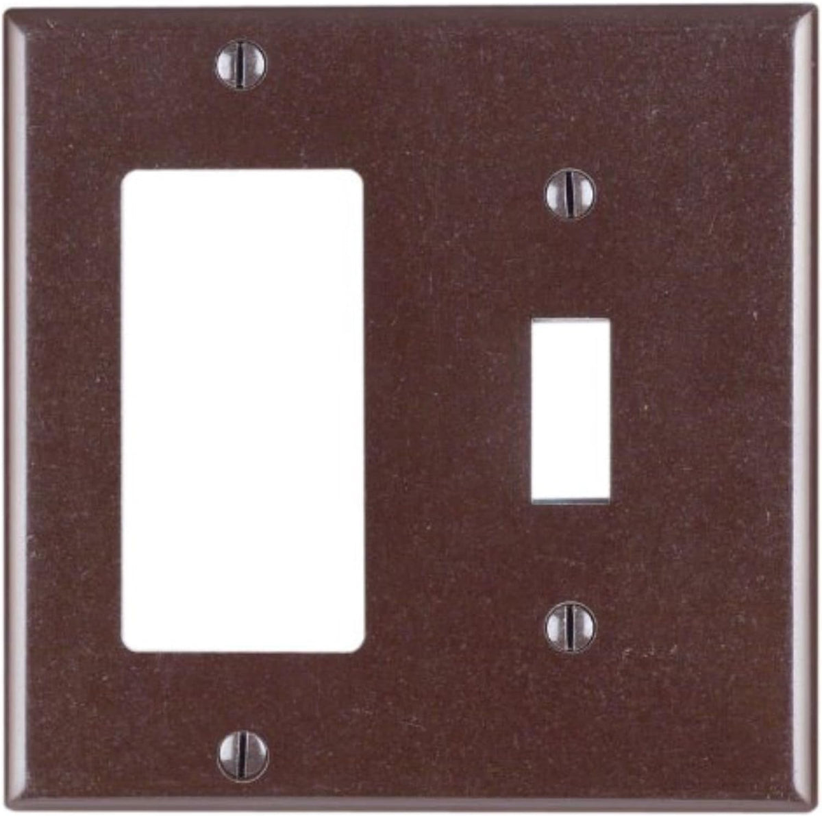 Leviton 80405 1-Toggle 1-Decora/GFCI Device Combination Wallplate, Brown