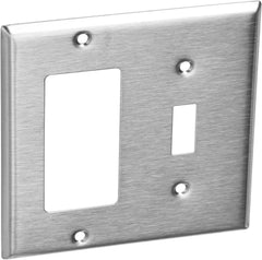 Leviton S126 2-Gang 1-Toggle, Decora/GFCI Device Combination Wallplate, Device Mount, Stainless Steel