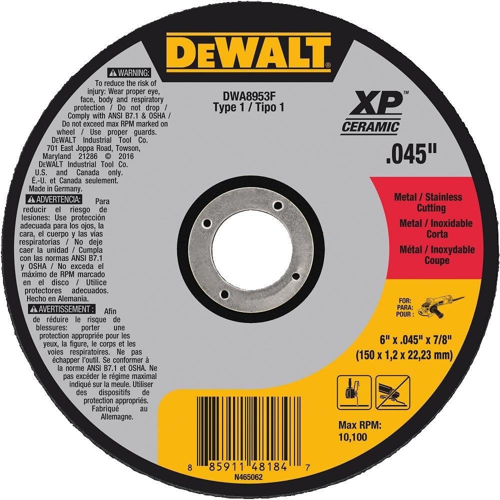 DEWALT DWA8953F T1 XP CER Fast Cut-Off Wheel 6 x 0.045 x 7/8