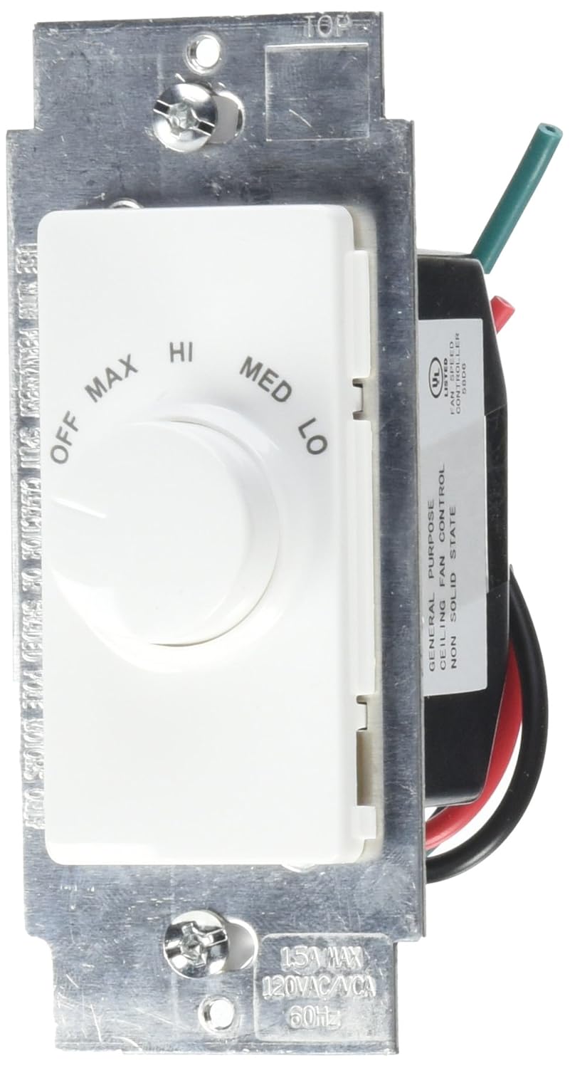 Leviton RTF01-10Z IllumaTech 1.5A Quiet Step Rotary Fan Speed Control ...