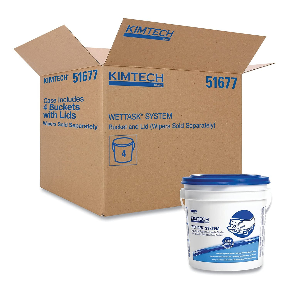 Kimtech 51677 WetTask HDPE Wiping System Bucket 1 gal 4/Carton