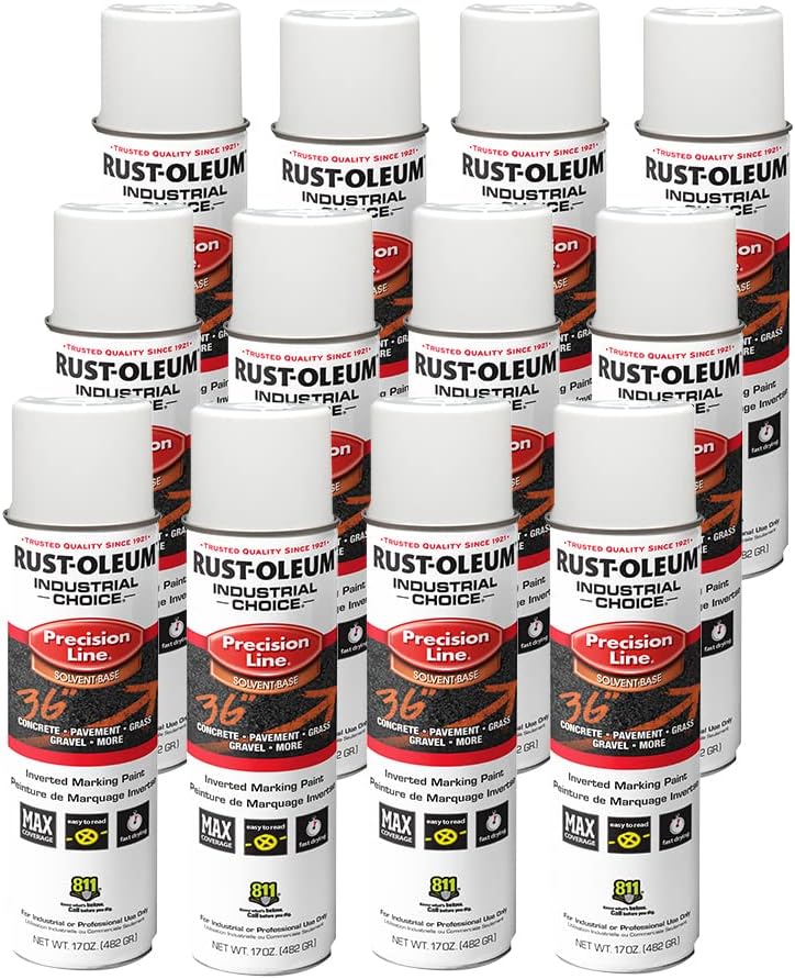 Rust-Oleum 203030V Industrial Choice Inverted Solvent-Based Marking Spray Paint 17 Ounce (12 Pack)