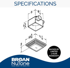 Broan-NuTone HD80L Heavy Duty Ventilation Fan, Residential or Commercial Installation, 80 CFM, 2.5 Sones, White