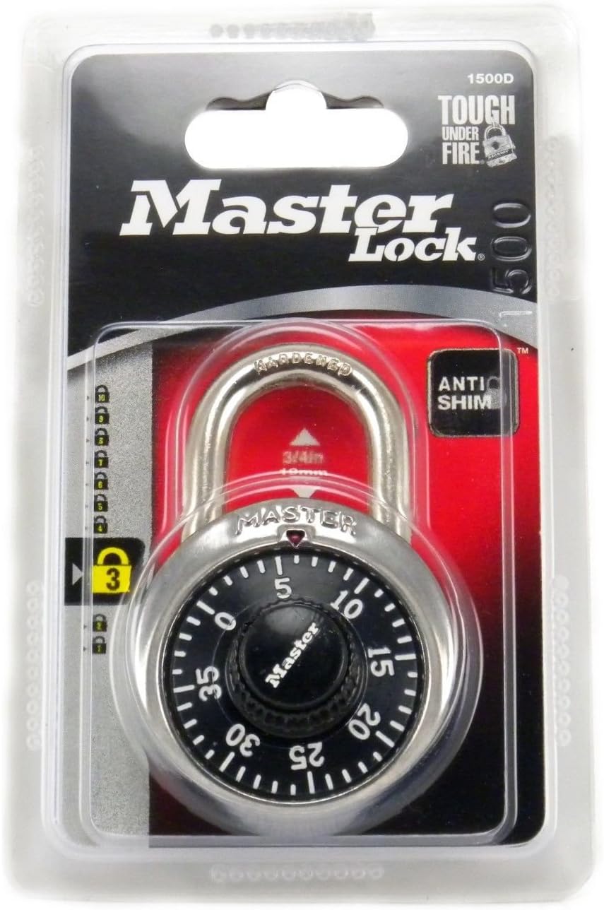 Master Lock 1500D Combination Padlock 3 Number Dialing Rust Resistant Steel