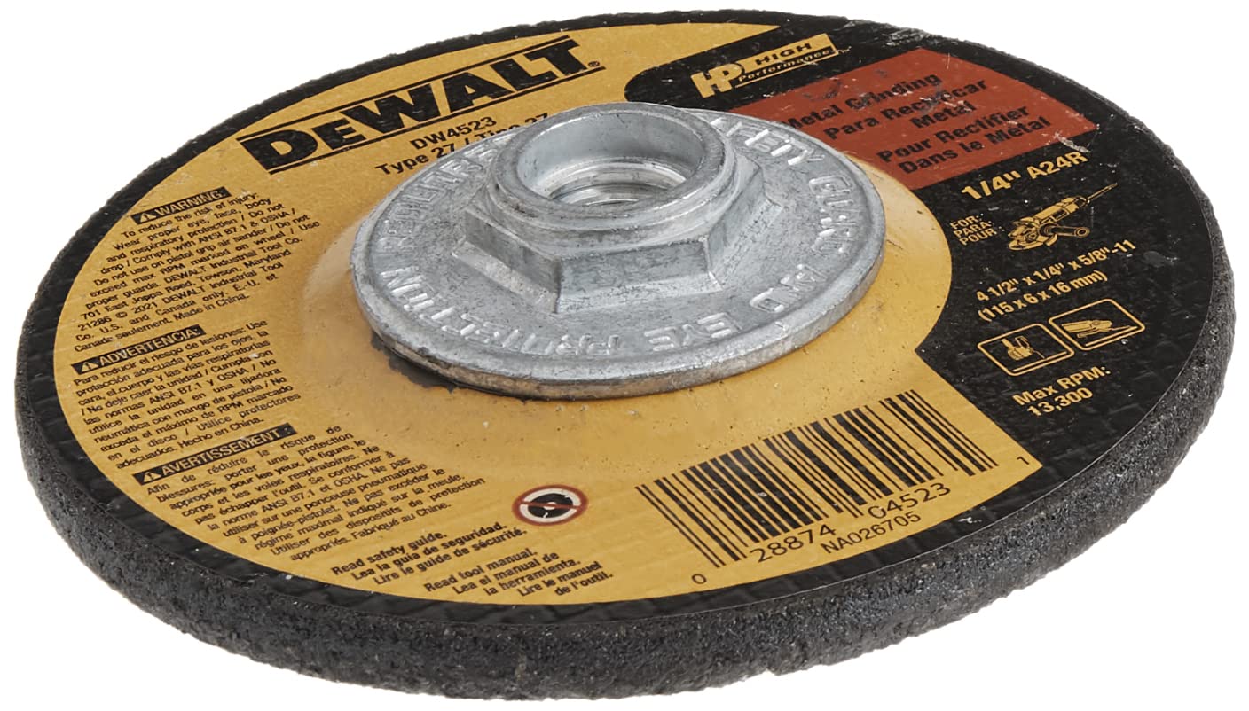 DeWalt DW4523 Grinding Wheel General Purpose for Metal 4-1/2 Inch x 1/4 Inch x 5/8-Inch