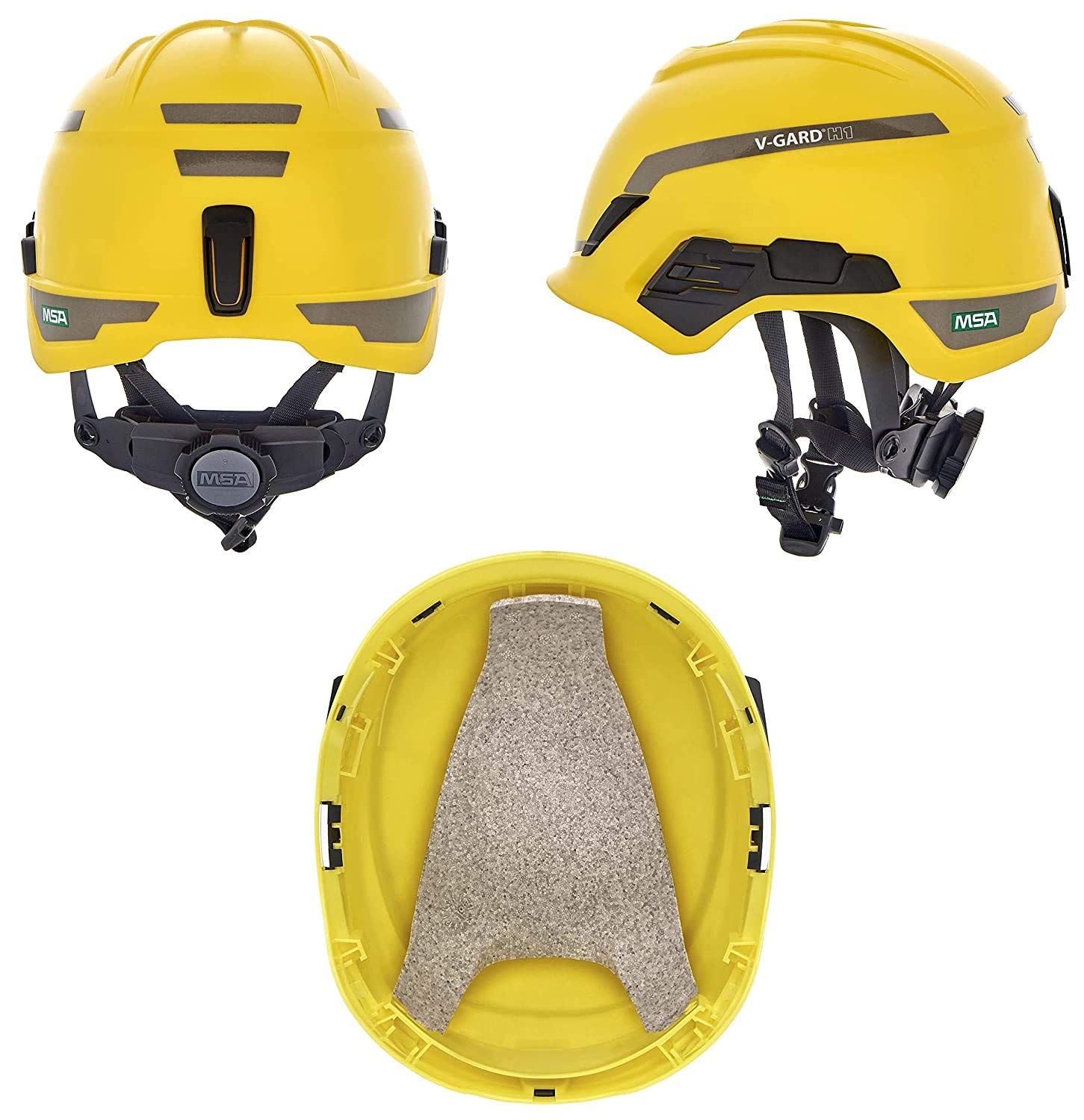 MSA 10194796 H1 V-Gard Helmet Fas-Trac III Ratchet Suspension Hi-Viz Yellow/Green