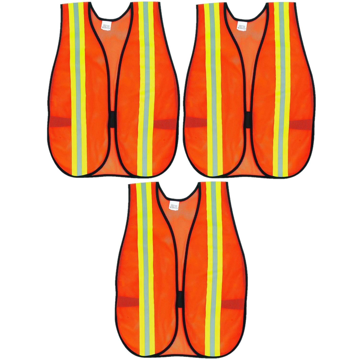 MCR Safety V201R Orange Safety Vest 2 Inch Reflective Strips Polyester Side Straps One Size