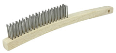 Weiler 44054 Hand Wire Scratch Brush .012 Stainless Steel Fill Curved Handle 3 x 19 Rows