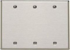 Leviton 84033-40 3-Gang No Device Blank Wall Plate Standard Size Stainless Steel