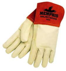 MCR Safety 4950S Mustang Premium Grain Cow MIG/TIG Welder Men's Gloves with Gauntlet Split Leather Cuff Small