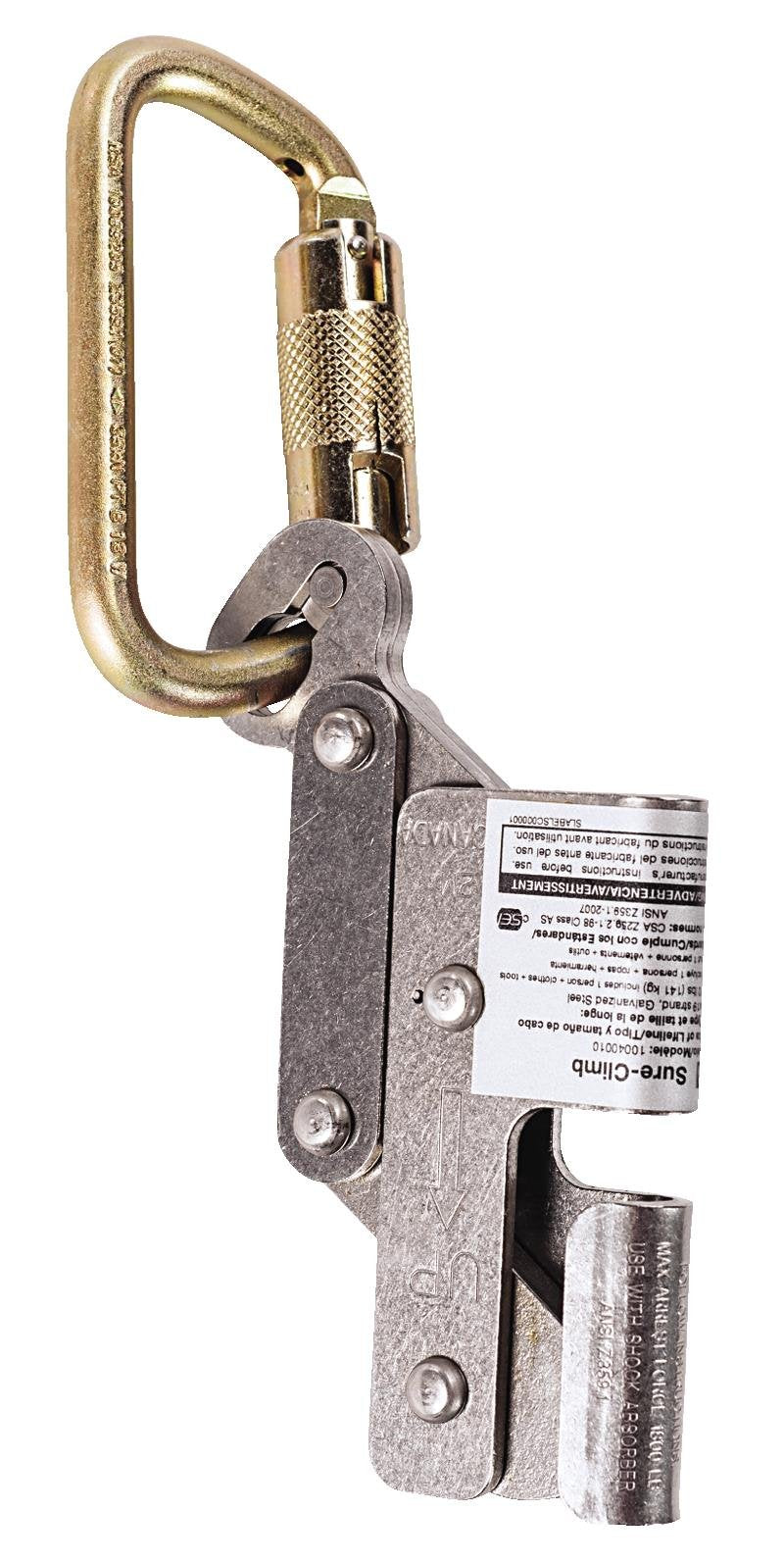 MSA 10040010 Sure-Climb Slider Fall Arrester with Carabiner for Both Temporary and Permanent Cable Systems