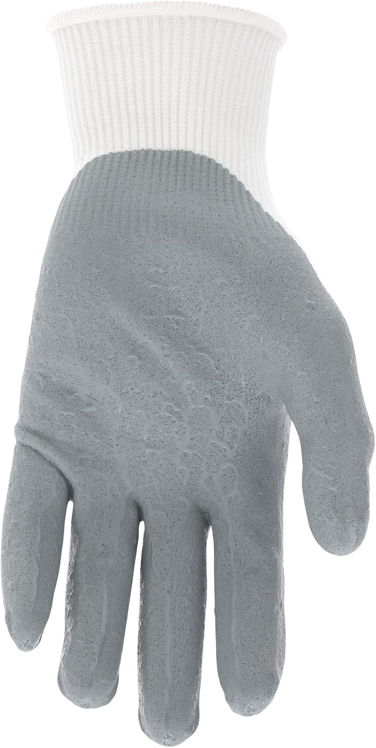 MCR Safety 9674L UltraTech Foam Seamless 15 Gauge Nylon Knit Gloves Gray White Large 1-Pair