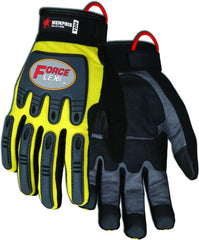 MCR Safety Y200M ForceFlex Clarino Synthetic Leather Palm Pad Gloves with Adjustable Wrist Closure, Yellow/Black, Medium, 1-Pair