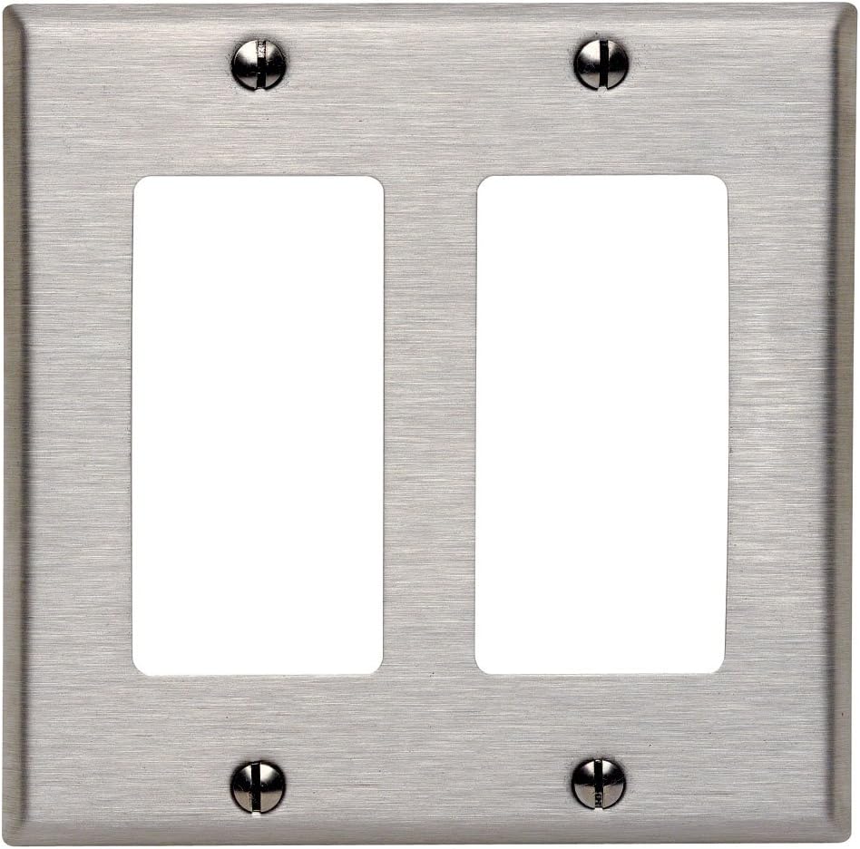 Leviton 84409-40 2-Gang Decora/GFCI Device Decora Wallplate, Device Mount, Stainless Steel