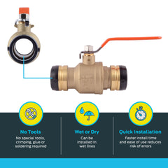 SharkBite UXLBV41 1-1/2 Inch Ball Valve Push to Connect