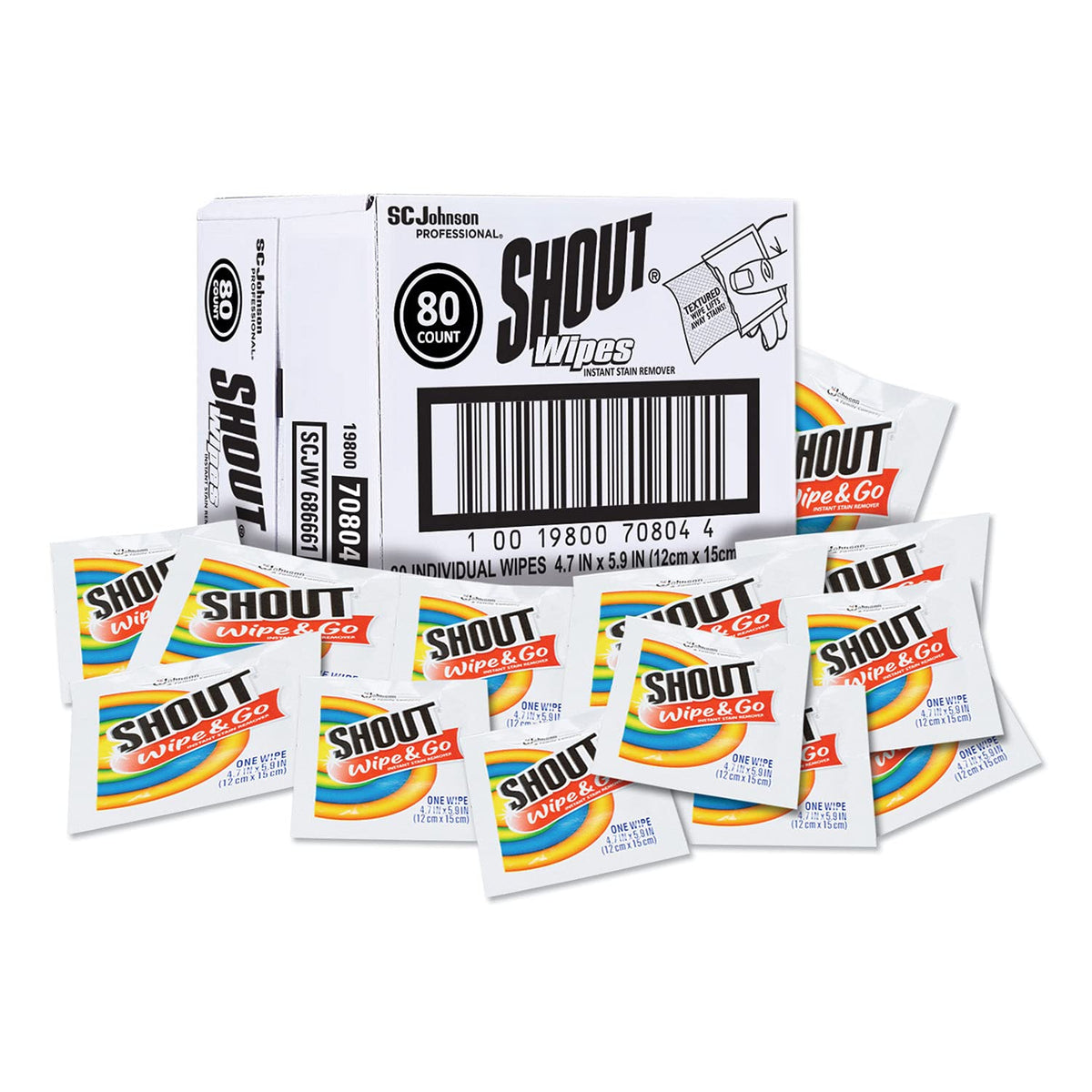 Shout 686661 Wipe & Go Instant Stain Remover 80 Packets