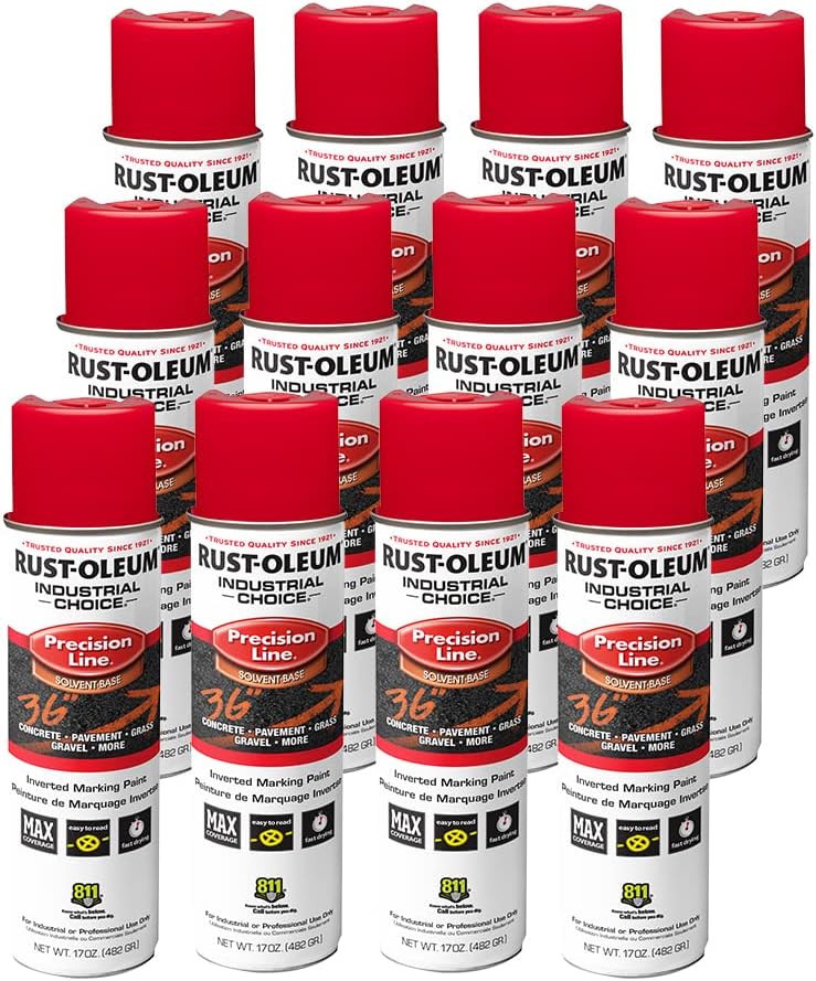 Rust-Oleum 203029V Industrial Choice Inverted Marking Spray Paint 17 Oz Safety Red 12 Pack