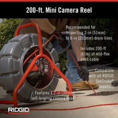 RIDGID 63628 200' Mini SeeSnake Self Leveling TruSense Sewer Camera Reel