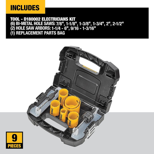 DeWalt D180002 9 Pc. Electrician's Hole Saw Kit