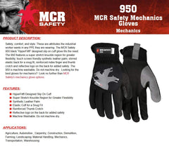 MCR Safety 950M HyperFit Mechanics Work Gloves Black Medium