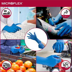 Microflex SG375XL SafeGrip Latex Gloves - Disposable, Extended Cuff, Exam-Grade, Blue, X-Large (Pack of 100)