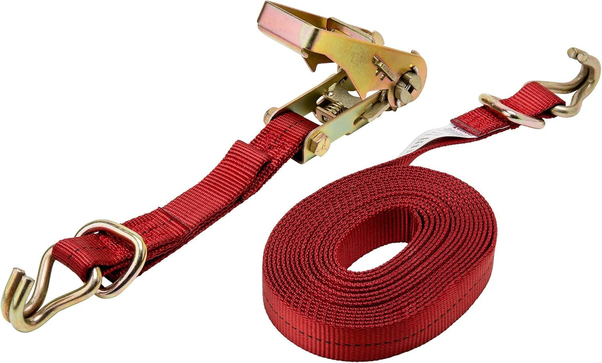 Keeper 5516 Ratchet Tie-Down Strap Double J-Hook/D-Ring 1 inch Width 16 foot Length 1000 pound Load Cap