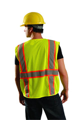 OccuNomix LUX-ATRNSM-YM High Visibility Classic Mesh Two-Tone Zipper Surveyor Safety Vest Class 2 100% ANSI Polyester Tricot Front and Mesh Back