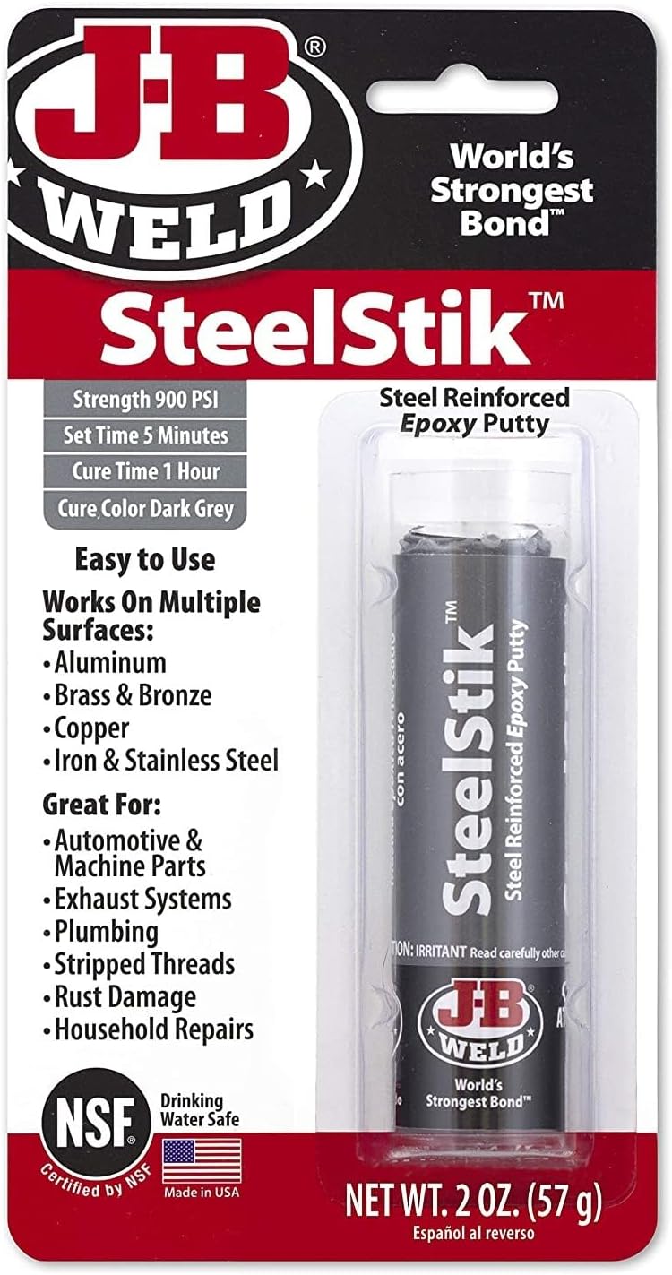 J-B Weld 8267 SteelStik Steel Reinforced Epoxy Putty Stick - 2 oz