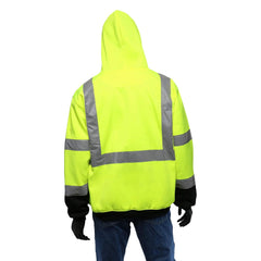 West Chester 47500/4XL ANSI Class 3 Zip-Front Hoodie Hi-Vis Yellow Black Bottom