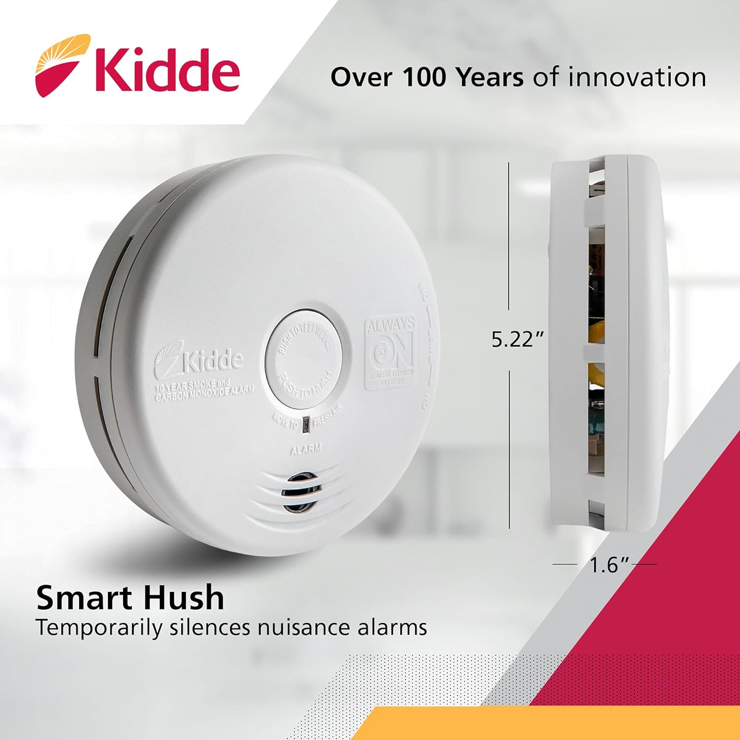 Kidde P3010K-CO Smoke & Carbon Monoxide Alarm 10-Year Battery 1 Pack