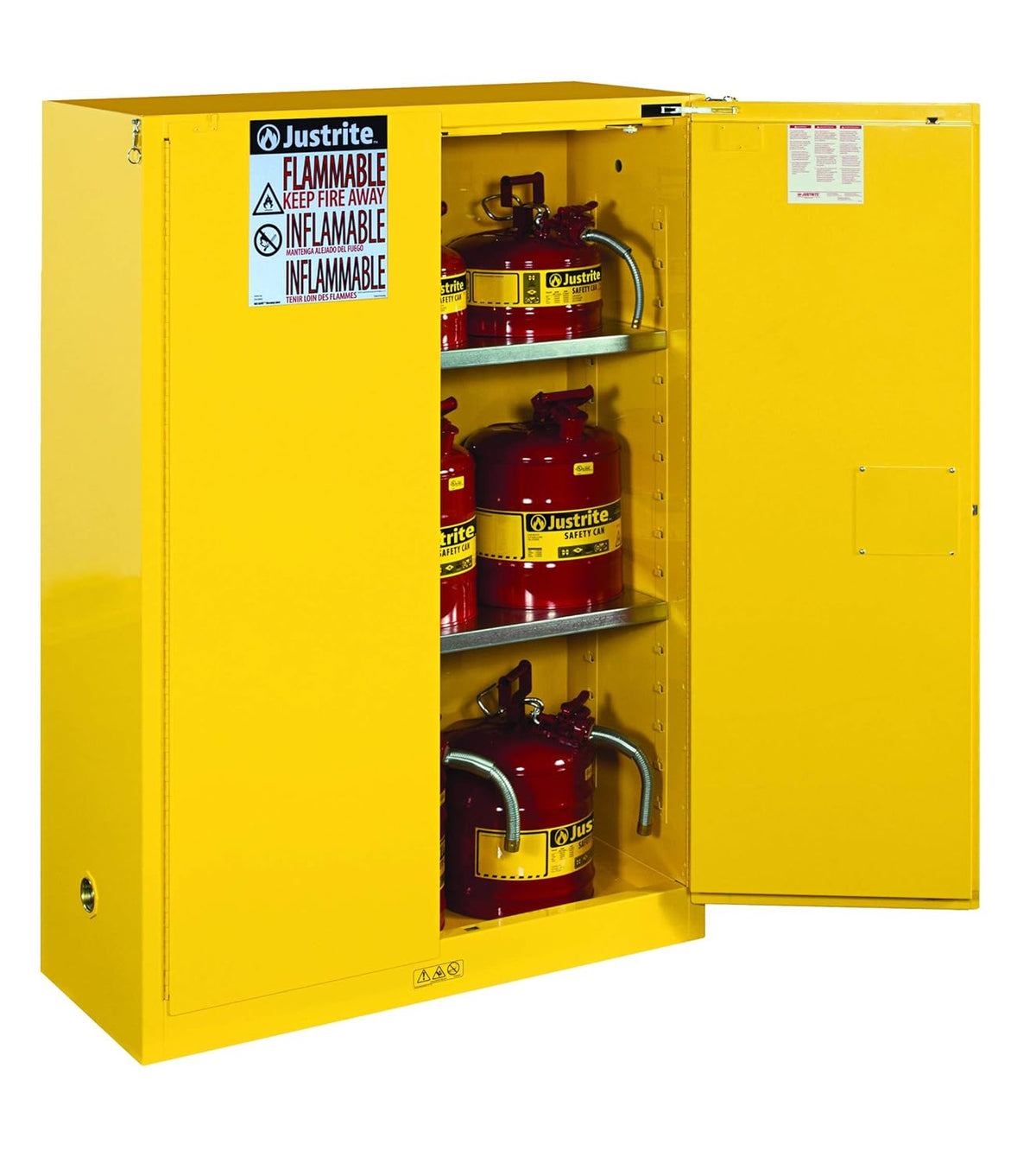 Justrite 894520 Sure-Grip EX Flammable Safety Cabinet, 45 Gal Self Close