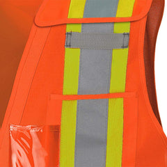 Pioneer V1020951U-4/5XL High Visibility Tricot Tear-Away Safety Vest with Adjustable Front, Reflective Tape, 4 Pockets, Orange, Unisex, 4/5XL