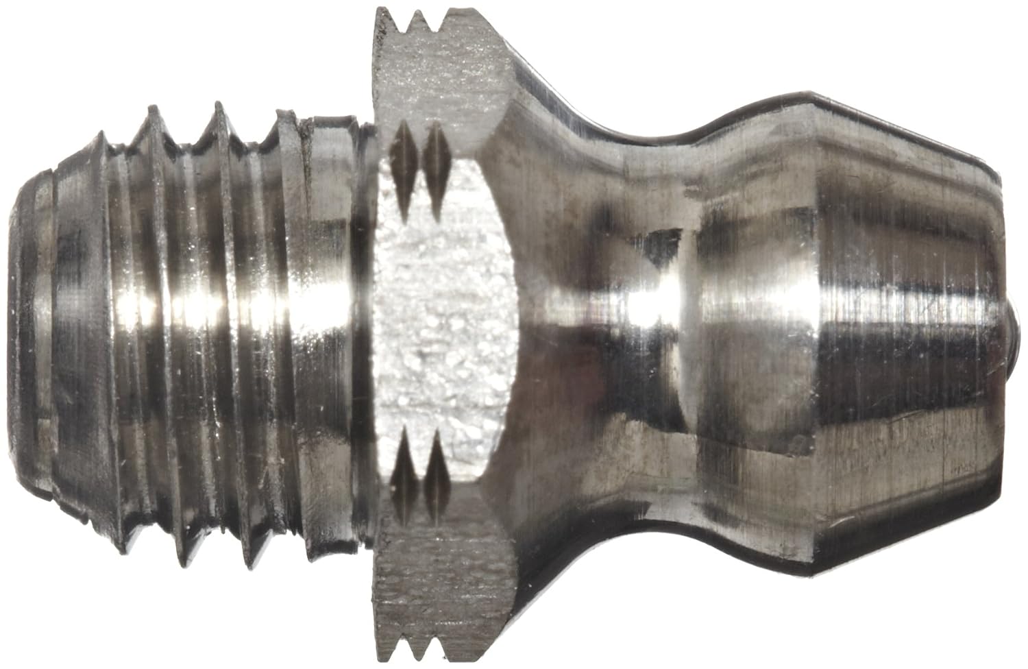 Alemite 1966-S Non-Corrosive Straight Fitting Stainless Steel 1/4-28 Taper 17/32 OAL 3/16 Shank 5/16 Hex 1/4 Taper