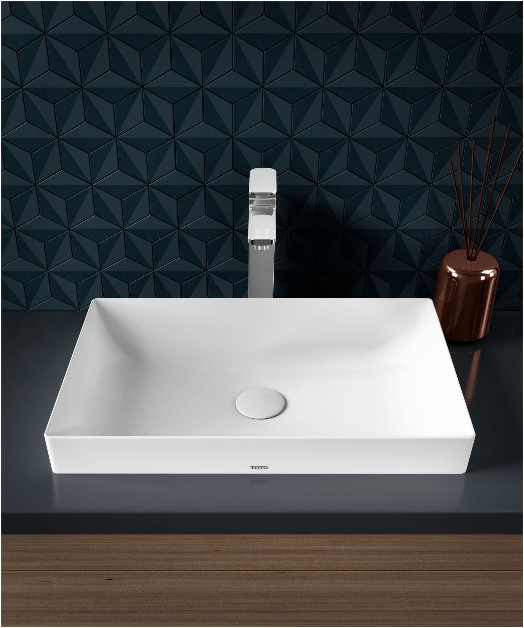 TOTO LT475GR#01 Kiwami Rectangular 20 Vessel Bathroom Sink with CEFIONTECT Cotton White