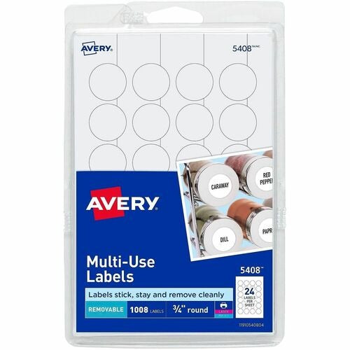AVERY Avery AVE05408 Round Removable Labels 0.75 in 1008 Pack
