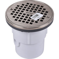 Oatey 72167 PVC General Purpose Drain with 6-Inch NI Grate and Round Ring, 3-Inch or 4-Inch