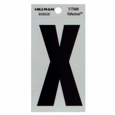 HILLMAN Hillman Fasteners 839526 Adhesive Letter X 3 in Black Silver