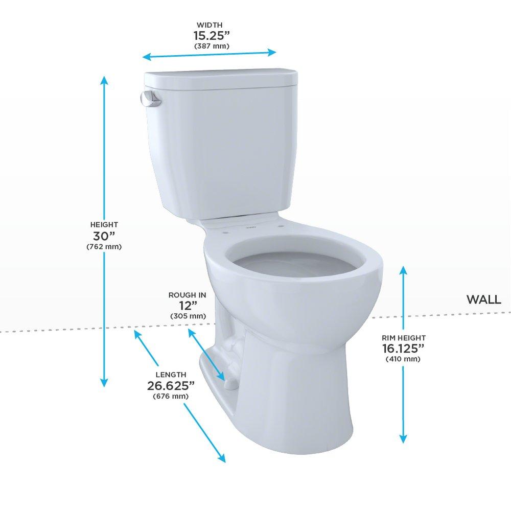 TOTO CST243EF#01 Entrada 1.28 GPF 17-1/4 Inch Cotton White Round Front Toilet