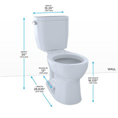 TOTO CST243EF#01 Entrada 1.28 GPF 17-1/4 Inch Cotton White Round Front Toilet