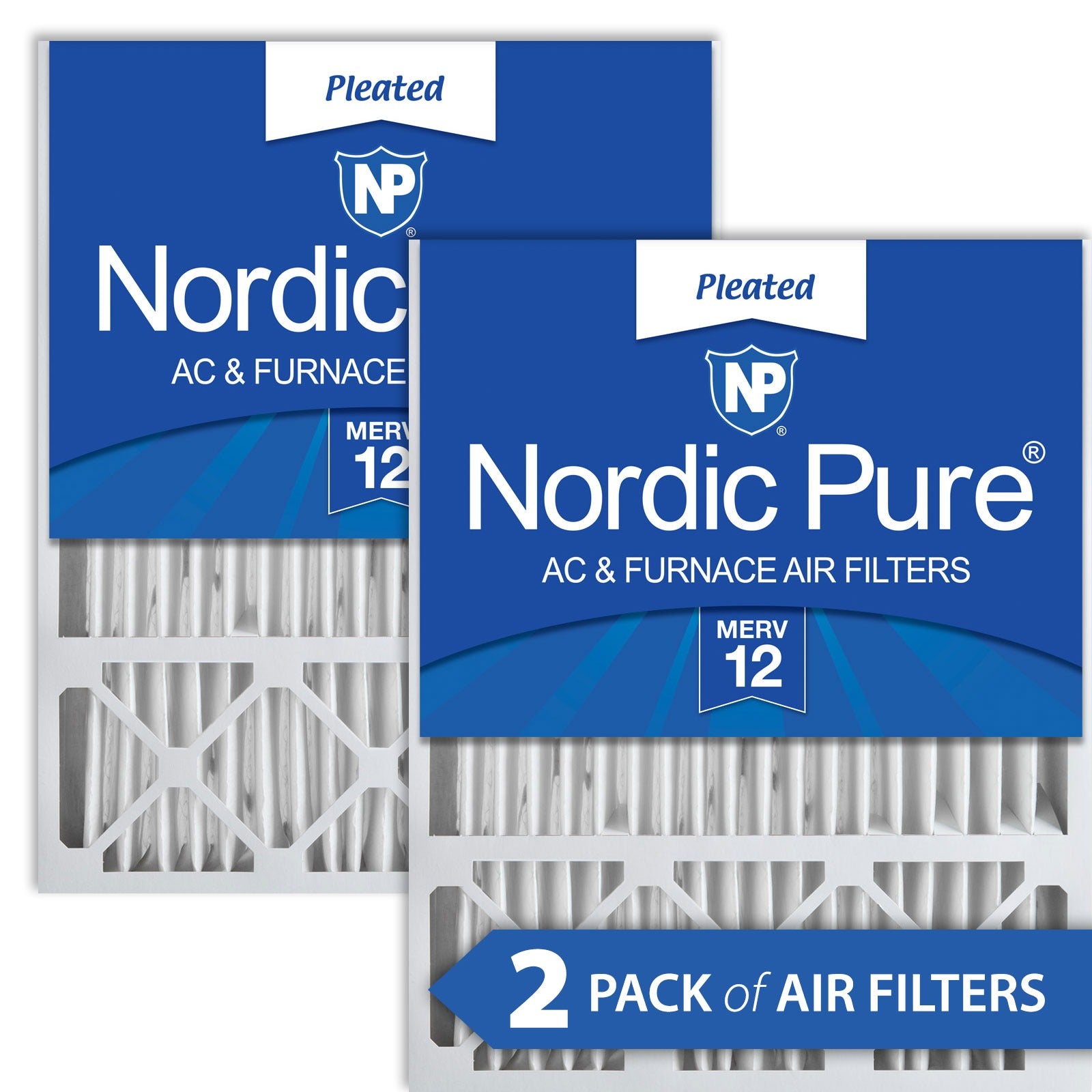 NORDIC PURE Nordic Pure 20x25x5HM12-2 Merv 12 Air Filter 2 Pack