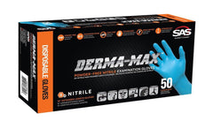 SAS Safety 6609-40 Derma-Max 8 Mil Size XL Powder Free Rubber Extended Length Disposable Glove in Blue (Pack of 50)