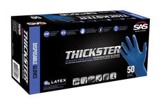 SAS Safety 6603-20 Thickster 14 Mil Size L Powder Free Rubber Disposable Glove in Blue (Pack of 50)