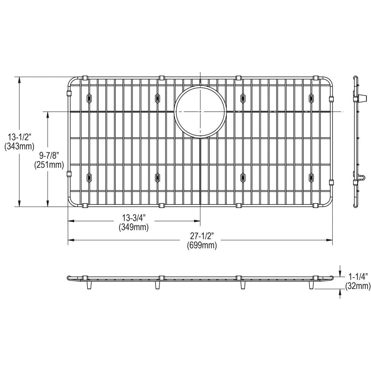 Elkay LKOBG2915SS 25-5/16 in. Bottom Sink Grid in Polished Stainless Steel